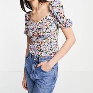 & Other Stories ecovero floral print ruched top in multi